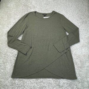 Banana Republic Cross Front Long Sleeve Shirt Heather Green Womens Large